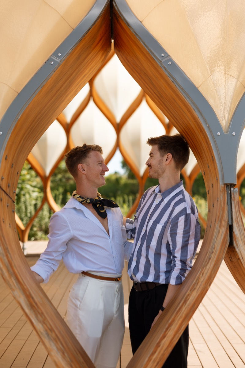 Facing each other at the pavilion